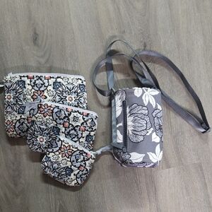 Floral Gray Crossbody and Pouch Set